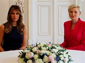 Ve Varav se setkaly i prvn dmy USA a Polska - vlevo Melania Trumpov,...