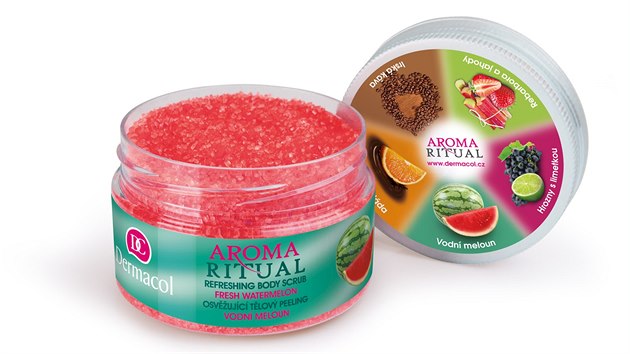 Jemn tlov peeling Aroma Ritual Body Scrub Fresh Watermelon etrn odstrauje odumel kon buky prostednictvm krystalk cukru. ist a vyhlazuje pokoku tla a navrac j tak vitalitu. Dermacol, 149 K.
