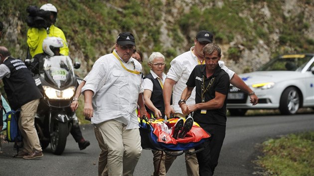 Richie Porte v pi lka bhem devt etapy Tour de France.