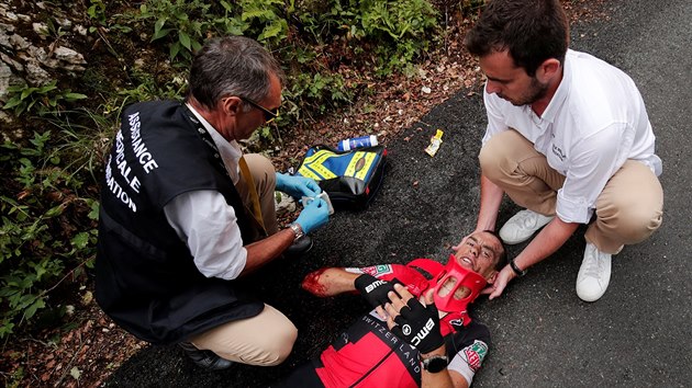 Richie Porte v pi lka bhem devt etapy Tour de France.