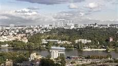 Dálkový pohled ukazující, jak nové ti váky zmní panorama Prahy.