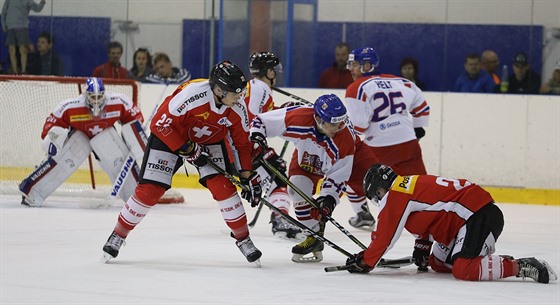 Pípravný duel hokejových dvacítek esko vs. výcarsko v Brn.
