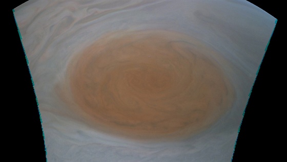 První fotografie Velké rudé skvrny (Great Red Spot) na Jupiteru poízená...