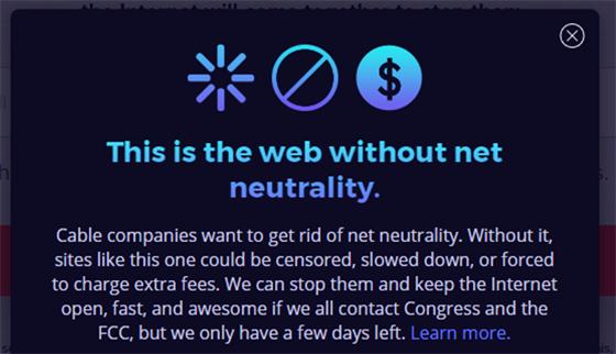 V ervenci 2017 v USA probhl protest proti zruení síové neutrality.