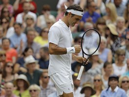 Roger Federer kr za osmm vtzstvm ve Wimbledonu.
