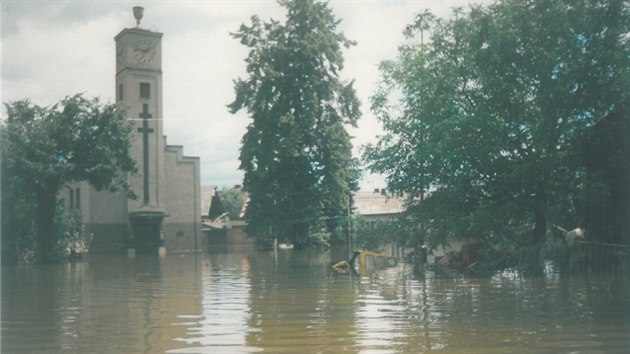 Z olomouckch mstskch st poniila povode v roce 1997 nejvce ernovr. Na snmku zatopen Frajtovo nmst.