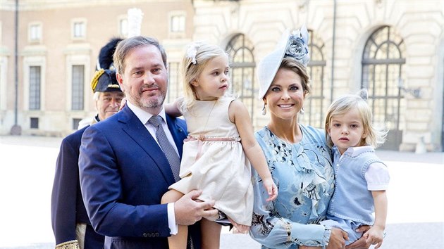 vdsk princezna Madeleine, jej manel Chris ONeill a jejich dti princezna Leonore a princ Nicolas (Stockholm, 14. ervence 2017)