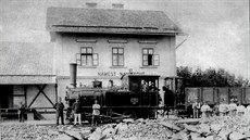 Vlakové nádraí v Námti na Hané na Olomoucku na pelomu 19. a 20. století.