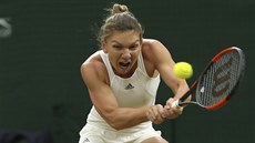 Rumunka Simona Halepová ve tvrtfinále Wimbledonu.