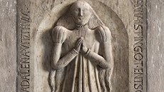 Nalezený náhrobní kámen - Magdalena mladí 1566