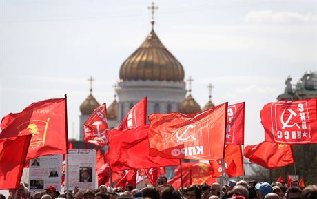 Prvomájové demonstrace ruské komunistické strany v Moskv (1. kvtna 2017)