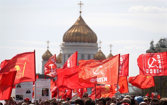 Prvomájové demonstrace ruské komunistické strany v Moskv (1. kvtna 2017)