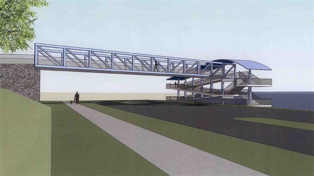 Lávka, která propojí zastávku metra Rajská zahrada a stejnojmennou železniční stanici.