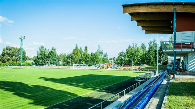 V CENTRU MSTA. Fotbalist Tborska budou hrt druhou ligu na stadionu v Kvapilov ulici, kter prochz rekonstrukc.