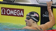 Katie Ledecká po závodu na 400 metrů volným způsobem na MS v Budapešti Katie Ledecká po závodu na 400 metrů volným způsobem na MS v Budapešti