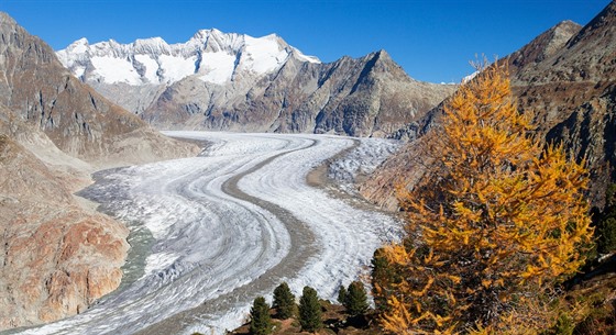 Aletschský ledovec, výcarsko (30. listopadu 2014)