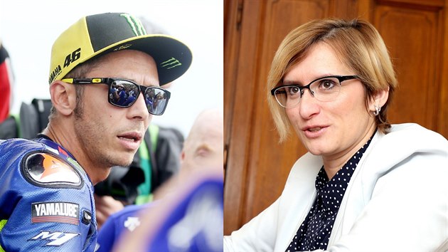Italský motocyklový závodník Valentino Rossi a ministryně pro místní rozvoj... Italský motocyklový závodník Valentino Rossi a ministryně pro místní rozvoj...