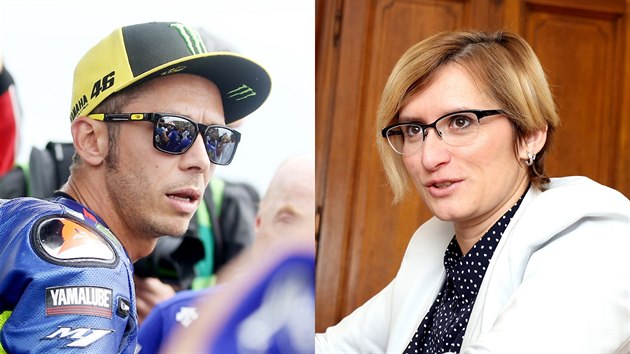 Italský motocyklový závodník Valentino Rossi a ministryn pro místní rozvoj...