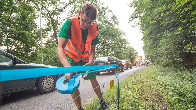 Instalace elektrickch ohradnk kvli africkmu moru prasat na okraji Zlna (2017)