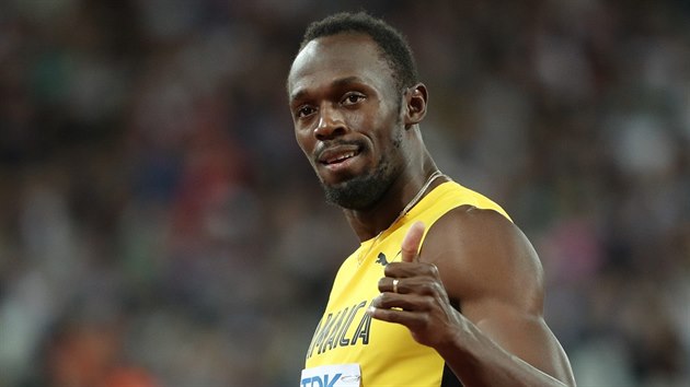 Jamajsk sprinter Usain Bolt ped finle stovky na mistrovstv svta v Londn.