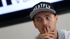 Karel Abraham na tiskové konferenci před brněnskou Grand Prix. Karel Abraham na tiskové konferenci před brněnskou Grand Prix.