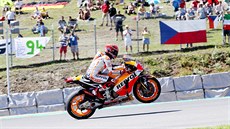 Marc Marquez během kvalifikace Velké ceny České republiky. Marc Marquez během kvalifikace Velké ceny České republiky.
