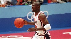 Michael Jordan během utkání amerického Dream Teamu v Barceloně 1992 Michael Jordan během utkání amerického Dream Teamu v Barceloně 1992
