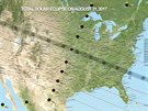 Mapa zatmění slunce v USA - 21. srpna 2017 Mapa zatmění slunce v USA - 21. srpna 2017