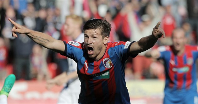 Gólová radost Václava Pilaře v zápase s Olomoucí. Gólová radost Václava Pilaře v zápase s Olomoucí.