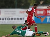 Slávista Halil Altintop se probijí obranou Bohemians mezi Michalem Švecem a... Slávista Halil Altintop se probijí obranou Bohemians mezi Michalem Švecem a...