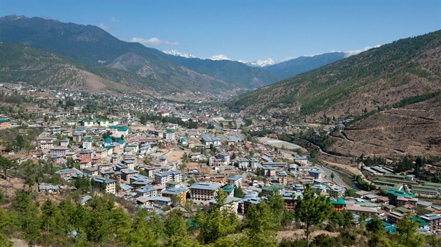 Leteck pohled na bhtnsk hlavn msto Thimpu