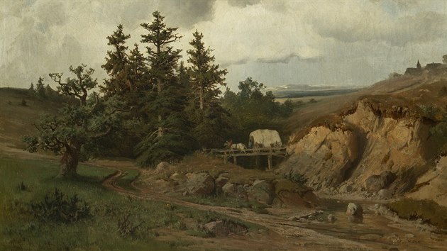 Krajina s devnm mostem, 1858, Adolf Kosrek