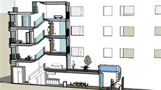 Na londýnské Euston Road vznikne ti metry úzká budova, kterou navrhlo architektonické studio HOK.