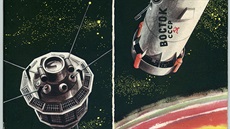 Papírový model Gagarinova Vostoku (a sondy Luna 3) z nmecké edice Junge Welt ...