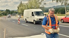 Práce na rozšiřování nebezpečného úseku u Jítravy. Práce na rozšiřování nebezpečného úseku u Jítravy.