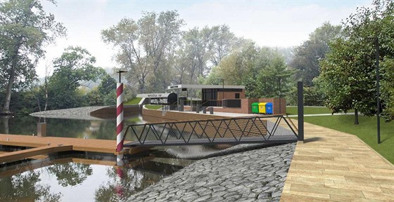 Plánovaná podoba pístavu u rekreaního stediska Pahrbek v Napajedlích. V...