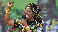 Grace Mugabeová řeční na mítinku příznivců zimbabwského prezidenta (29.... Grace Mugabeová řeční na mítinku příznivců zimbabwského prezidenta (29....