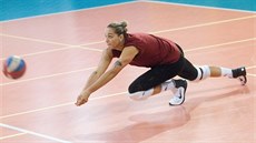 Laura Holubcová na tréninku libereckých volejbalistek. Laura Holubcová na tréninku libereckých volejbalistek.