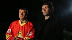 Jaromír Jágr (vpravo) a Andrej Babiš během natáčení reklamního spotu Jaromír Jágr (vpravo) a Andrej Babiš během natáčení reklamního spotu