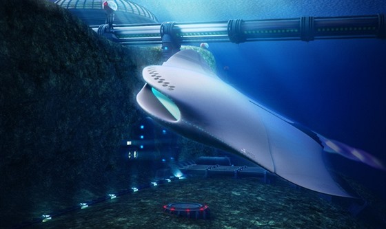Futuristický návrh mateské ponorky, který má tvar manty obrovské.