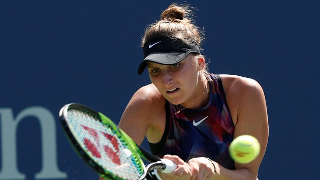 Markta Vondrouov bhem zpasu prvnho kola US Open.