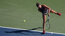 Markéta Vondrouová bhem zápasu prvního kola US Open.