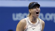 Maria Šarapovová slaví postup do třetího kola US Open. Maria Šarapovová slaví postup do třetího kola US Open.