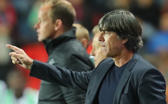 Trenér nmeckých fotbalist Joachim Löw bhem zápasu s eskou republikou.