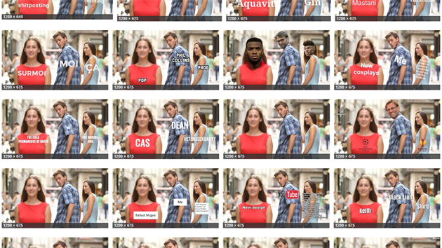 Různé varianty fotografie „Distracted Boyfriend“ Různé varianty fotografie „Distracted Boyfriend“