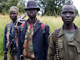 SPLA-IO (SPLA-In Opposition) rebels stand in Yondu, the day before an assault...