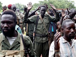SPLA-IO (SPLA-In Opposition) rebels pray in Yondu, the day before an assault...