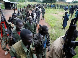 SPLA-IO (SPLA-In Opposition) rebels parade in Yondu, the day before an assault...