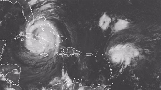 Aktuln poloha hurikn Irma a Jos v 8:15 stedoevropskho letnho asu (9....