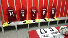 Kabina sparťanských futsalistů. Kabina sparťanských futsalistů.